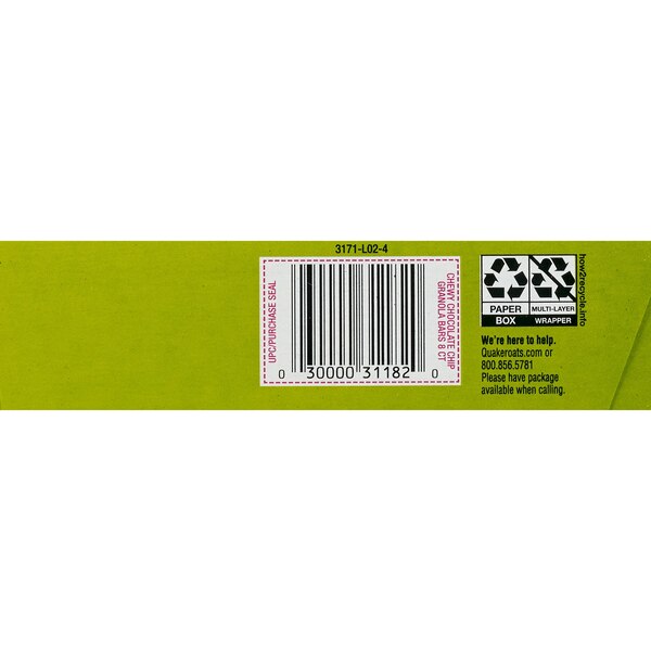 Quaker Chewy Granola Bars, Chocolate Chip, 8 ct, 6.7 oz