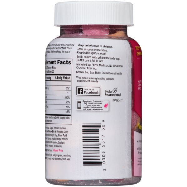 Caltrate Bone Health Gummy Bites Calcium Supplement 500 mg, 50 CT