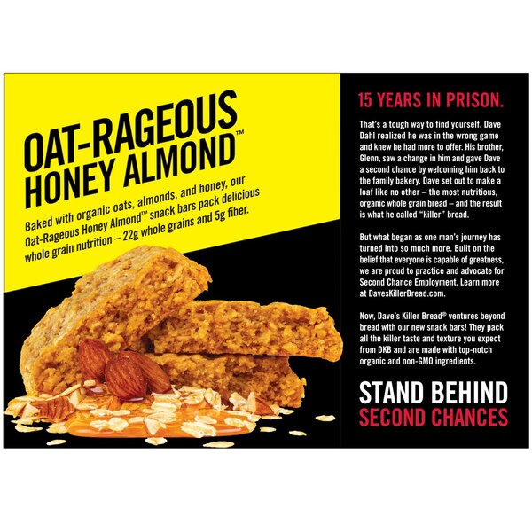 Dave's Killer Bread, Oat-Rageous Honey Almond Organic Snack Bars, 4 Individually Wrapped Snack Bars, 7 oz