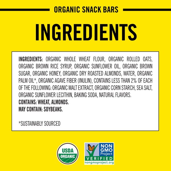 Dave's Killer Bread, Oat-Rageous Honey Almond Organic Snack Bars, 4 Individually Wrapped Snack Bars, 7 oz