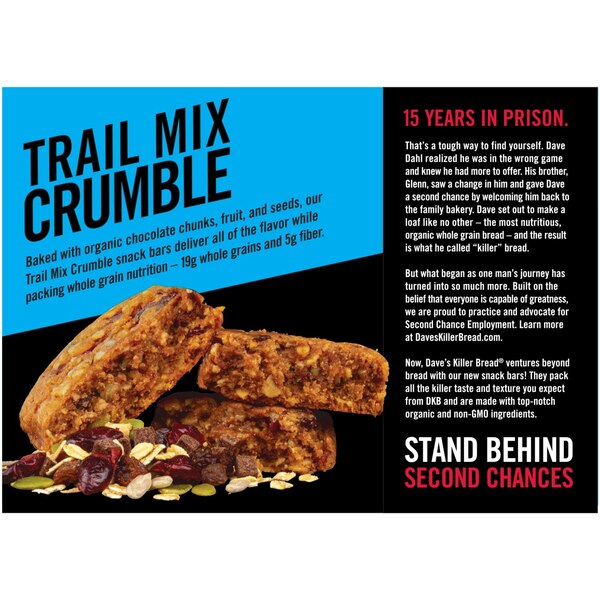 Dave's Killer Bread, Trail Mix Crumble Organic Snack Bars, 4 Individually Wrapped Snack Bars, 1.75 oz