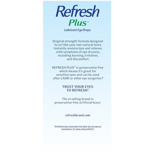 Refresh Plus Preservative Free Lubricant Eye Drops, 70 ct, 0.01 fl oz (0.4 mL)