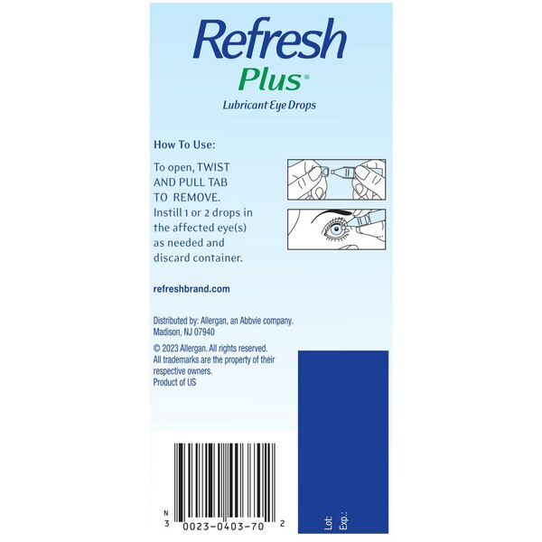 Refresh Plus Preservative Free Lubricant Eye Drops, 70 ct, 0.01 fl oz (0.4 mL)