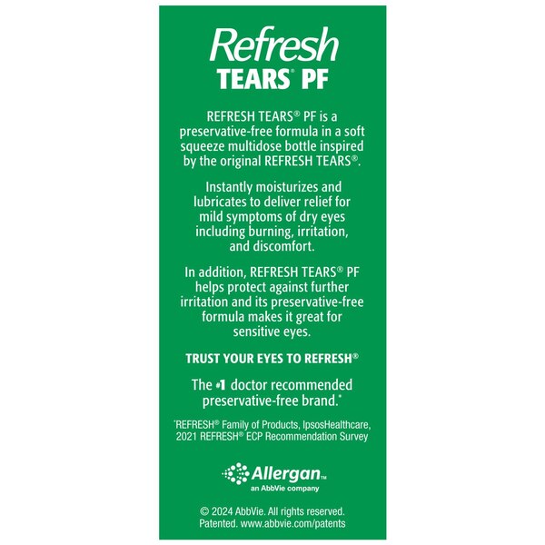 Refresh Tears Preservative Free Lubricant Eye Drops, 0.33 OZ