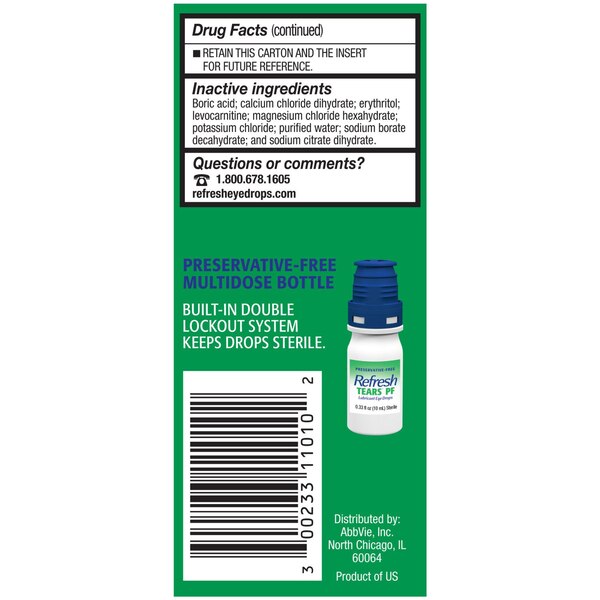 Refresh Tears Preservative Free Lubricant Eye Drops, 0.33 OZ