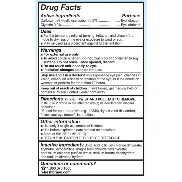 Refresh Optive Preservative Free Lubricant Eye Drops, 60 ct, 0.01 fl oz (0.4 mL)