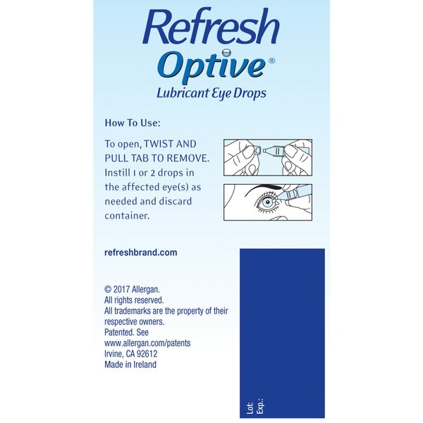 Refresh Optive Preservative Free Lubricant Eye Drops, 60 ct, 0.01 fl oz (0.4 mL)