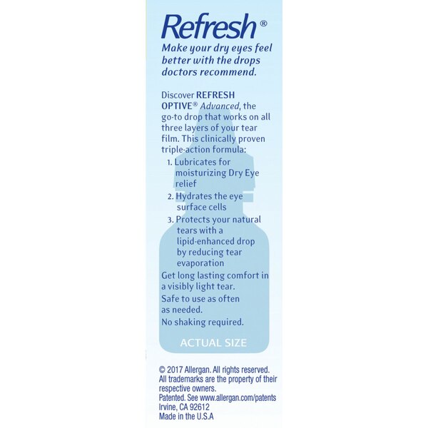 Refresh Optive Advanced Lubricant Eye Drops, 0.33 fl oz, Twin Pack