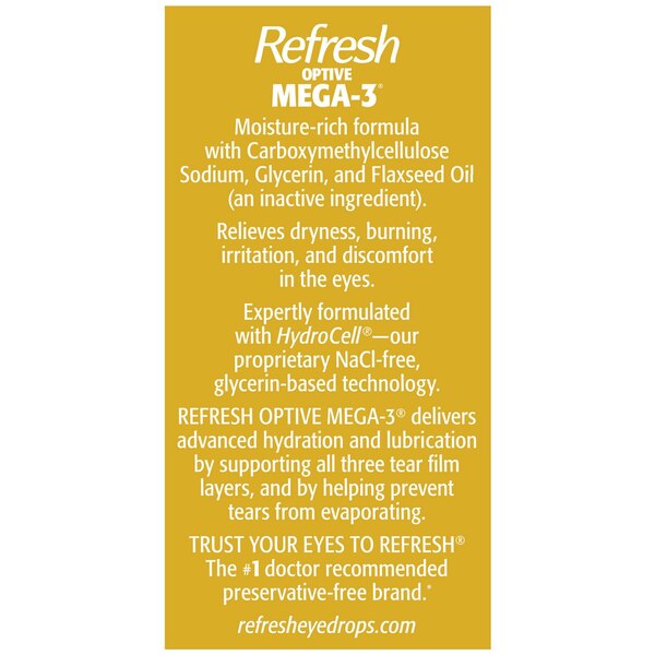 Refresh Optive Mega-3 Preservative-Free Lubricant Eye Drops, 30 ct, 0.01 fl oz (0.4 mL)