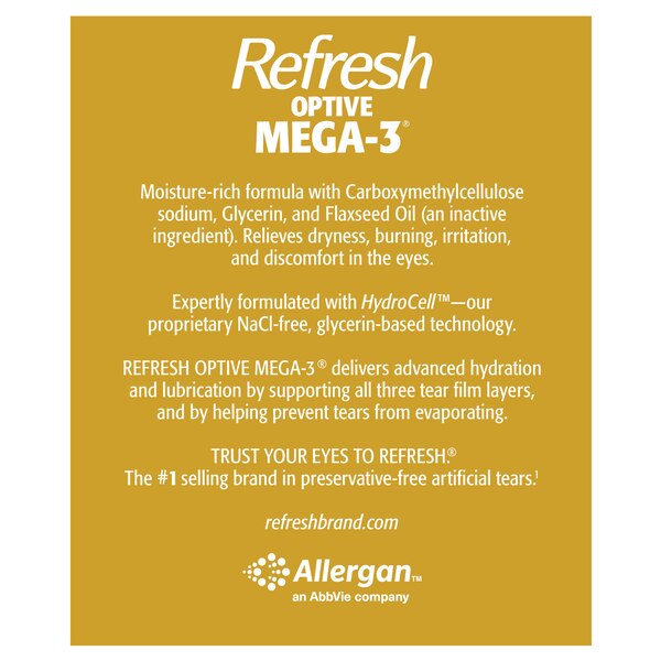 Refresh Optive Mega-3 Preservative-Free Lubricant Eye Drops, 60 ct, 0.01 fl oz (0.4 mL)