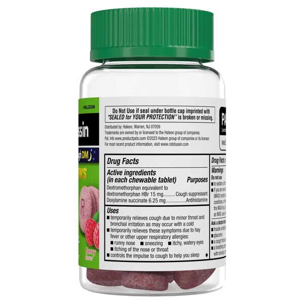 Robitussin Nighttime Cough Relief Soft Chews, Berry, 20 CT