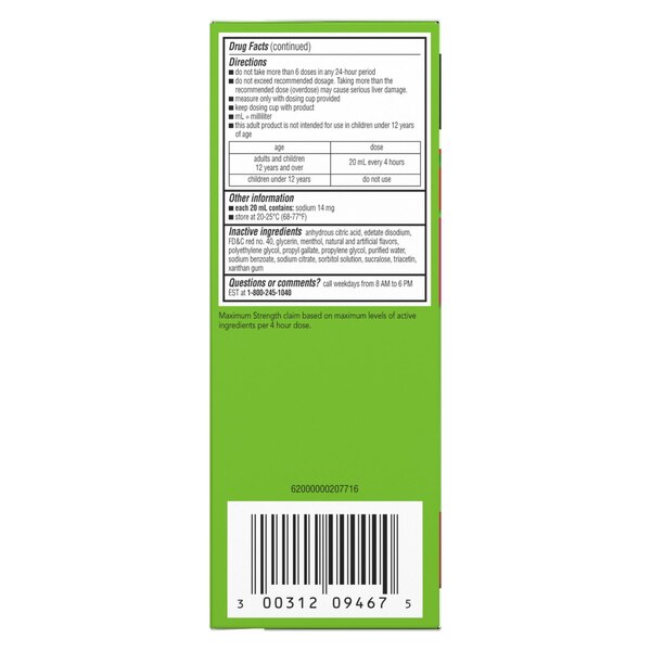 Robitussin Maximum Strength Severe Multi-symptom Cough, Cold, and Flu Relief Liquid, Raspberry, 8 OZ