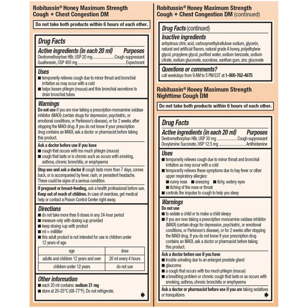Robitussin Cough+Chest Congestion DM Day and Nighttime Combo Pack, 2 4 OZ bottles