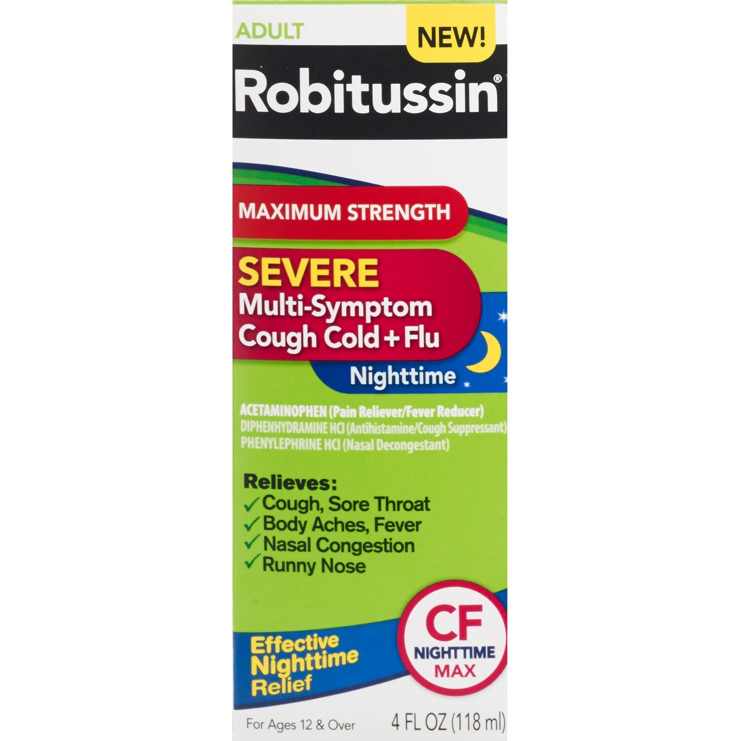 Robitussin Peak Cold - Jarabe para aliviar múltiples síntomas del resfriado, para uso nocturno
