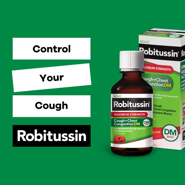Robitussin Maximum Strength Cough + Chest Congestion DM Liquid Relief, Raspberry