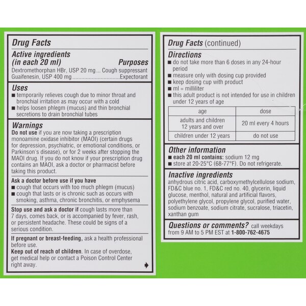 Robitussin Maximum Strength Cough + Chest Congestion DM Liquid Relief, Raspberry