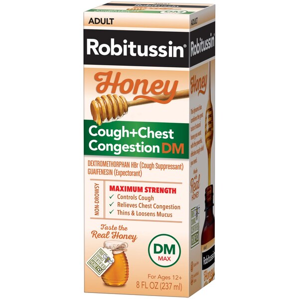 Robitussin Honey Cough + Chest Congestion DM Adult Max. Strength Day Liquid Syrup, 8 fl OZ