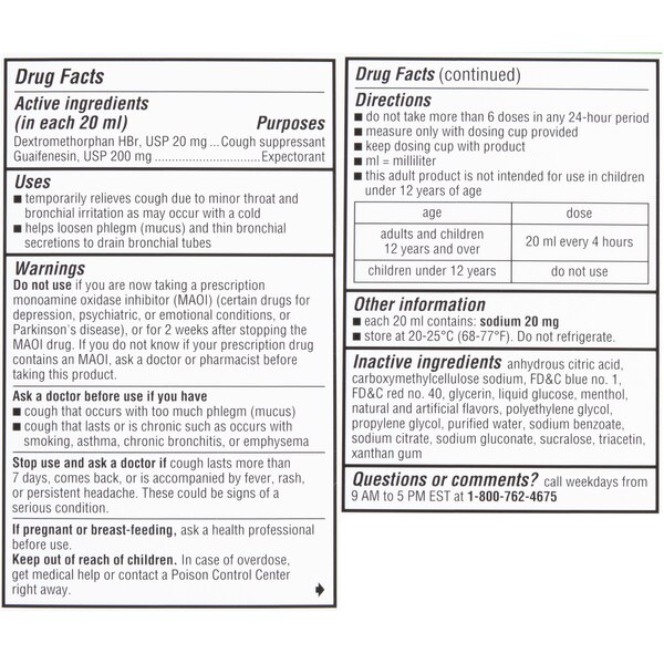 Robitussin Adult Cough + Chest Congestion DM (8 fl. oz. Bottle), Non-Drowsy, Cough Suppressant & Expectorant