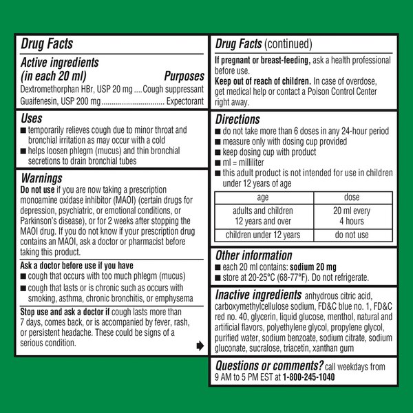 Robitussin Adult Cough + Chest Congestion DM (8 fl. oz. Bottle), Non-Drowsy, Cough Suppressant & Expectorant