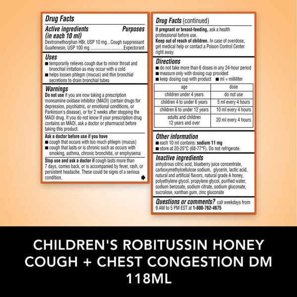 Robitussin Children's Honey Cough & Chest Congestion, 4 OZ