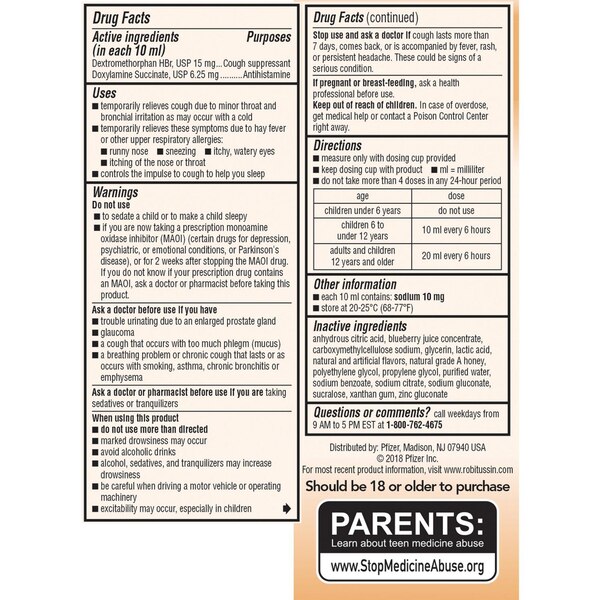 Children's Robitussin Honey Nighttime Cough Liquid, 4 FL OZ
