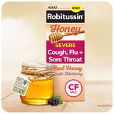 Robitussin Severe Cough, Flu + Sore Throat Daytime Relief, Honey with Elderberry, 8 OZ, thumbnail image