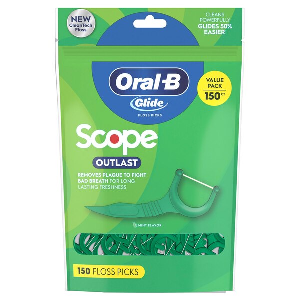 Oral-B Glide Floss Picks plus Scope Outlast, Long Lasting Mint