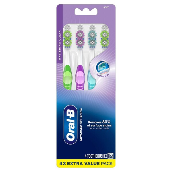 Oral-B Vivid Whitening Toothbrush, Soft Bristle, 4 CT
