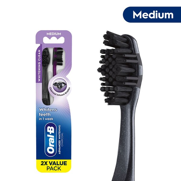 Oral-B Charcoal Toothbrush, Medium Bristle, 2 CT