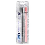 Oral-B Brilliance Whitening Toothbrush, Extra Soft Bristles, 2 Pack, Black and Coral, thumbnail image