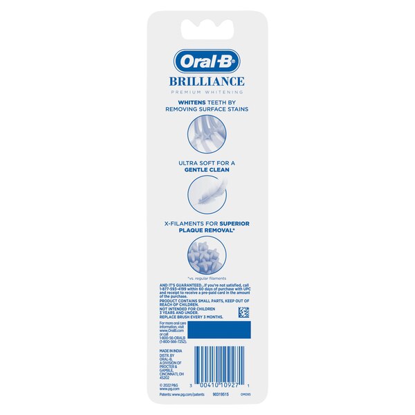 Oral-B Brilliance Whitening Toothbrush, Extra Soft Bristles, 2 Pack, Black and Coral