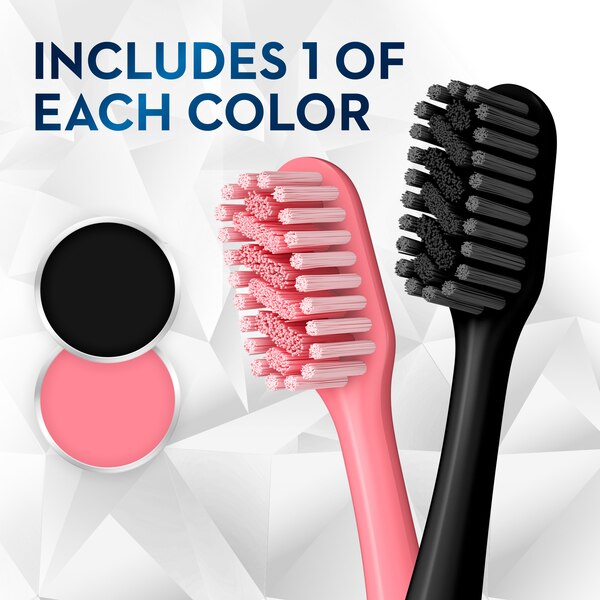 Oral-B Brilliance Whitening Toothbrush, Extra Soft Bristles, 2 Pack, Black and Coral