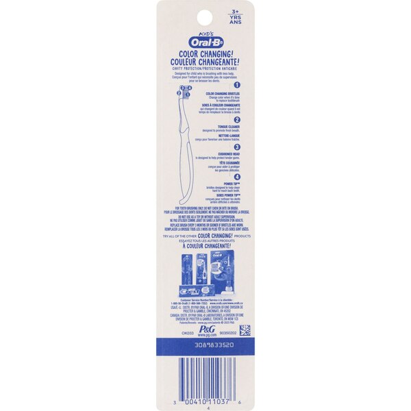 Oral-B Kids Color Changing Toothbrush, 2 CT, 3 + Years, Extra Soft Bristles