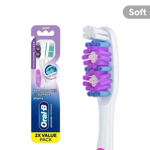 Oral-B Vivid Whitening Dual Action Toothbrush, Soft Bristle, 2 CT