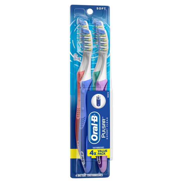 Oral-B Pulsar Expert Clean Battery Powered Toothbrush, Soft Bristle, 4 pack