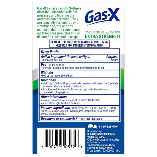 Gas-X Extra Strength Gas Relief Softgels, Bloating Relief, 72 CT