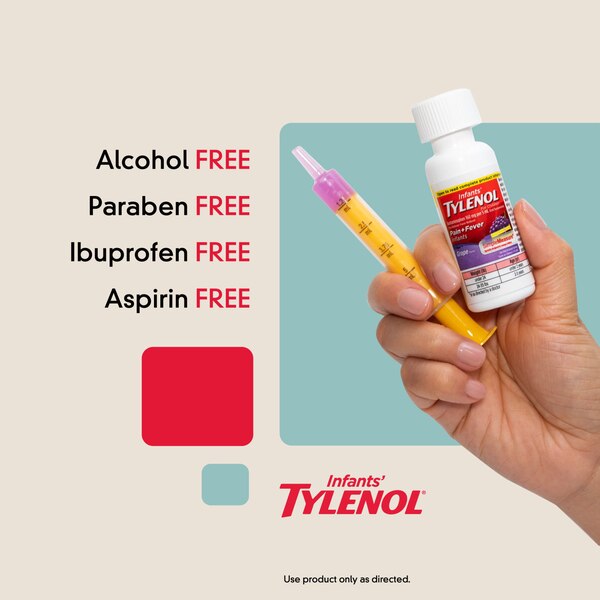 Infants' Tylenol Simple Measure Acetaminophen Oral Suspension, Grape, 1 FL OZ