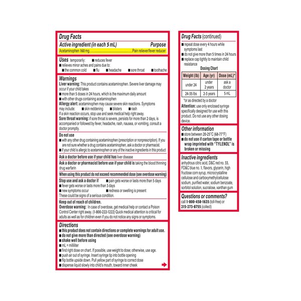 Infants' Tylenol Simple Measure Acetaminophen Oral Suspension, Grape, 1 FL OZ