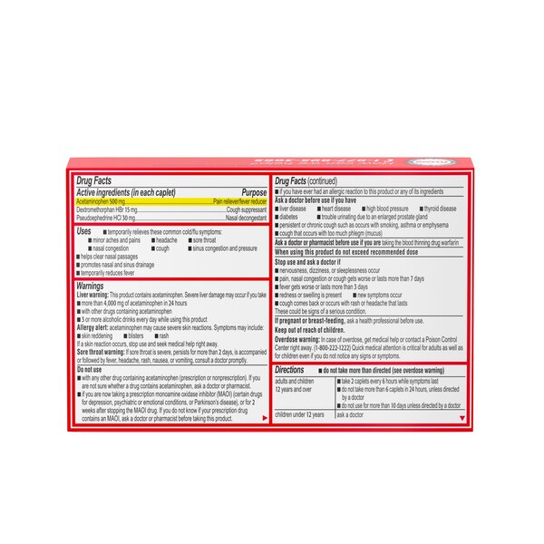 Tylenol Extra Strength Cold + Flu Multi-Action Daytime Caplets, 24 CT