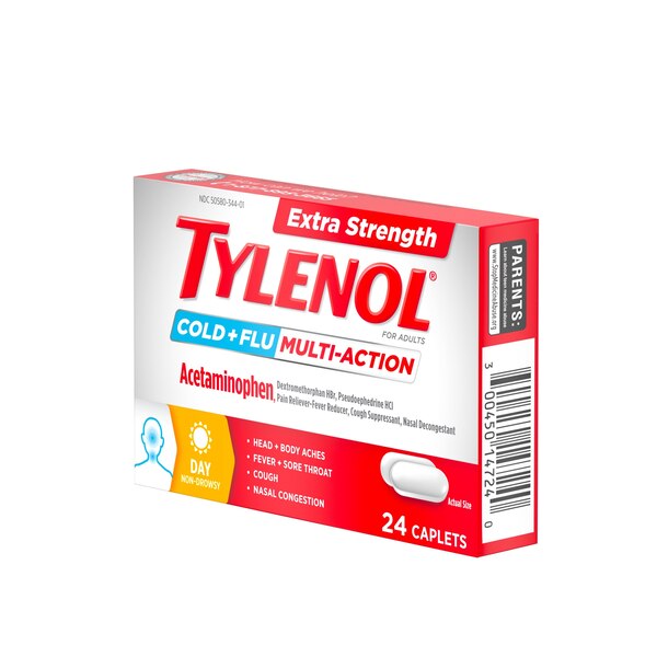Tylenol Extra Strength Cold + Flu Multi-Action Daytime Caplets, 24 CT