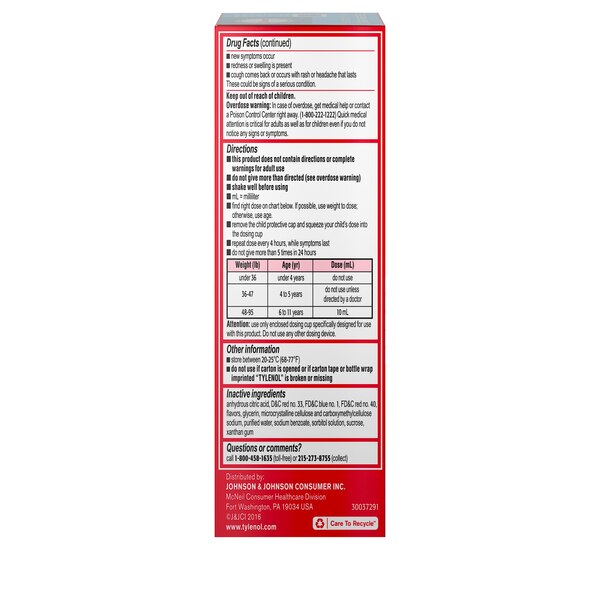 Children's Tylenol Cold + Cough + Runny Nose, Acetaminophen, Grape, 4 FL OZ