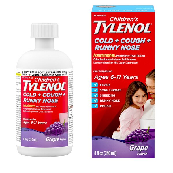 Children's Tylenol Cold, Cough, Runny Nose Oral Suspension, 8 OZ
