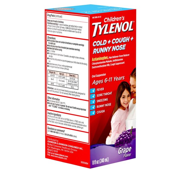 Children's Tylenol Cold, Cough, Runny Nose Oral Suspension, 8 OZ