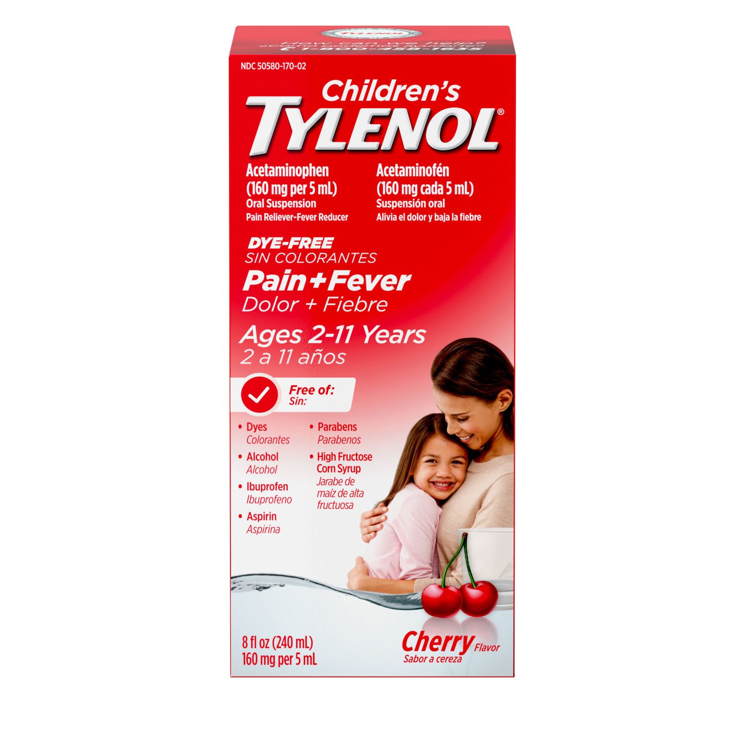 Children's Tylenol Dyefree Suspension, Cherry, 8 OZ