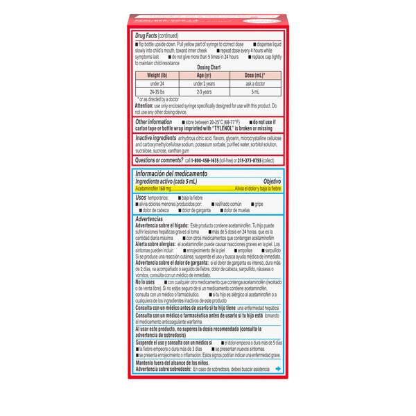 Infants' Tylenol Dye-Free Simple Measure Acetaminophen Oral Suspension, Cherry