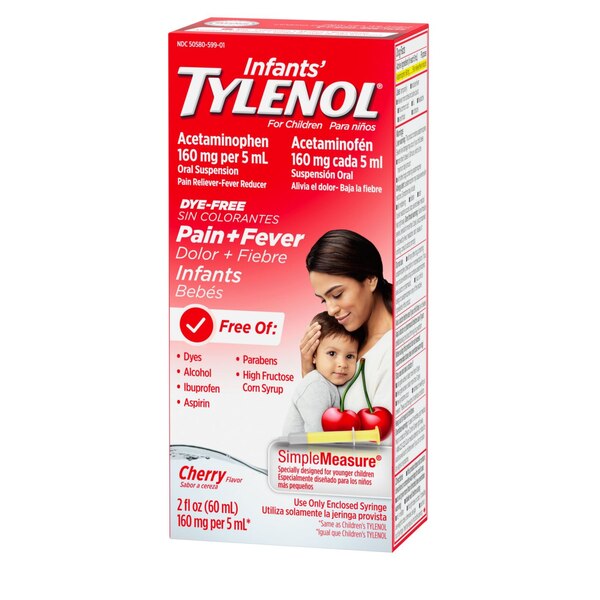 Infants' Tylenol Dye-Free Simple Measure Acetaminophen Oral Suspension, Cherry, 2 OZ