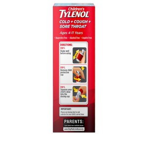Children's Tylenol Cold + Cough + Sore Throat, Bubblegum, 4 FL OZ