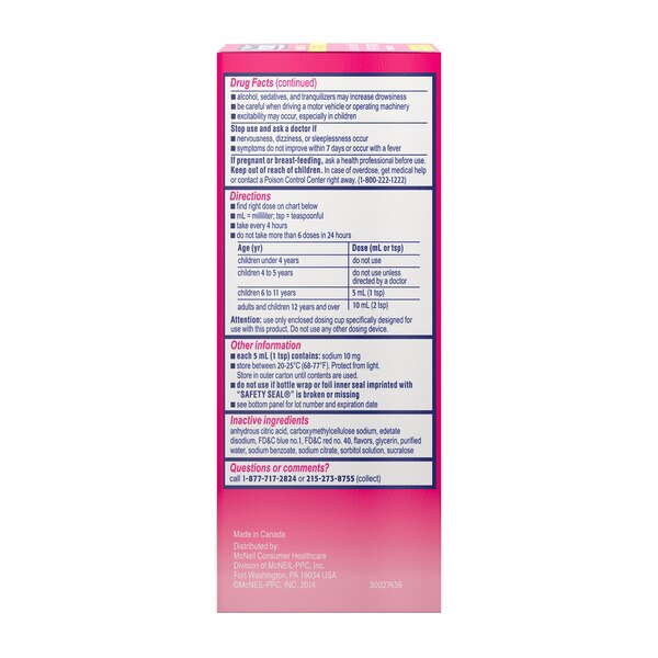 Benadryl Children's Allergy +Plus Congestion Antihistamine Liquid, Grape, 4 OZ