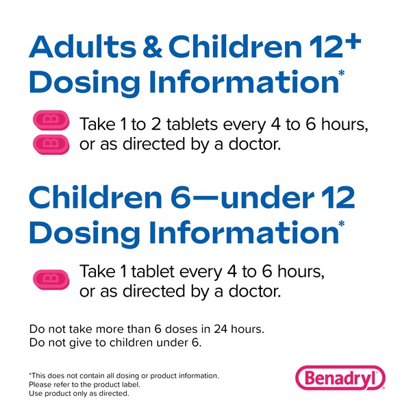 Benadryl Ultratabs Antihistamine Allergy Medicine Tablets, 100 ct