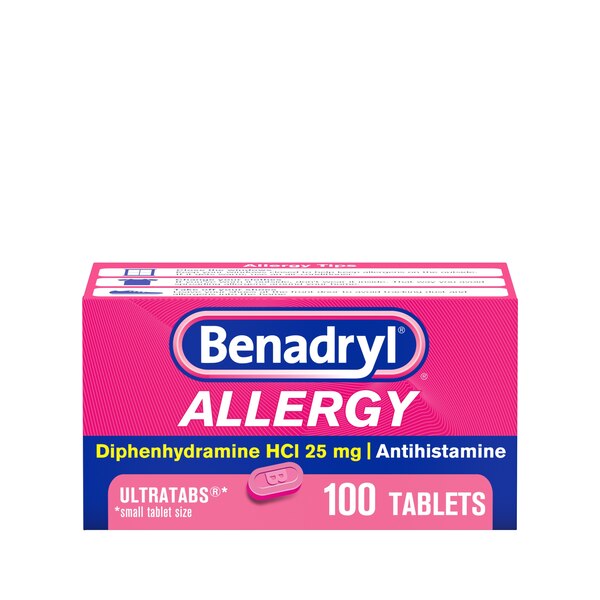 Benadryl Ultratabs Antihistamine Allergy Medicine Tablets, 100 ct